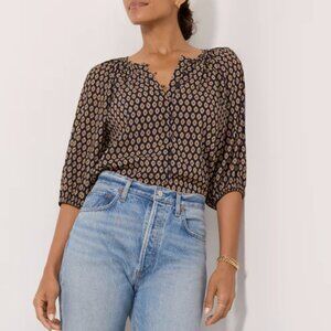 Women Sanctuary Blouson Soft Blouse Pull Sleeve in Brown Multi Size Medium